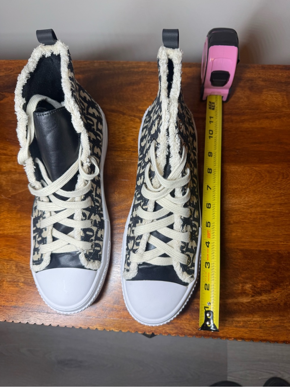 Blue/Black/Cream High-Top Lace-Up Sneakers. No Brand.